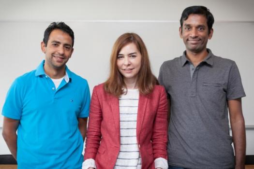 PhD Ezzeldin Hamed, professor Dina Katabi, and visiting researcher Hariharan Rahul developed MegaMIMO to address spectrum crunch.
