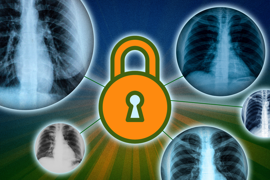 MIT researchers created a new data privacy metric, Probably Approximately Correct (PAC) Privacy, and built an algorithm based on this metric that can automatically determine the minimal amount of randomness that needs to be added to a machine-learning model to protect sensitive data, like sensitive lung scan images, from an adversary (Image: Jose-Luis Olivares/MIT, with figures from iStock).