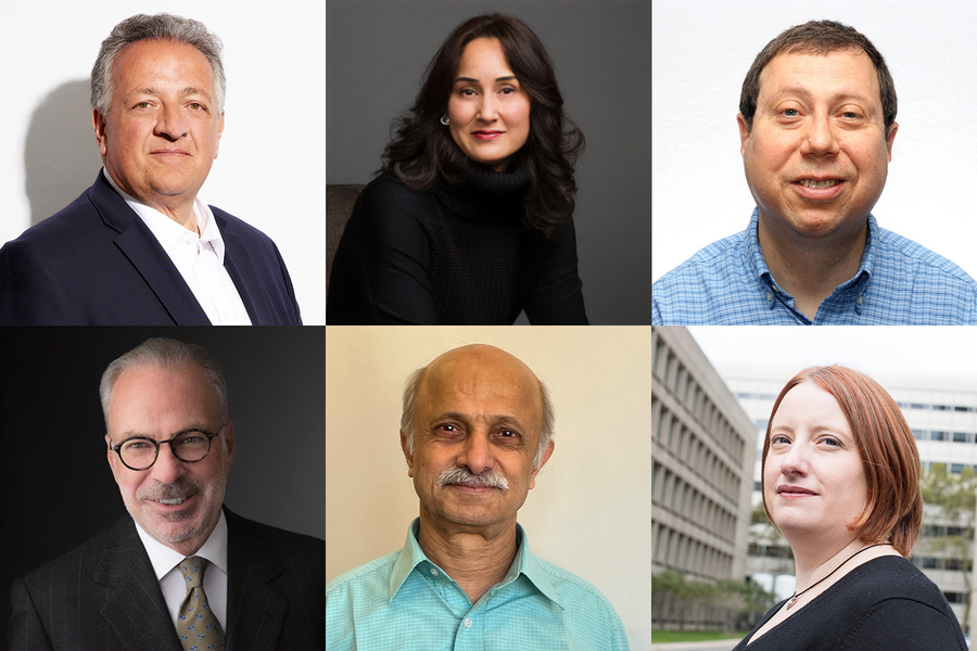 Among the 2024 AAAS Fellows are six current faculty, research staff, and MIT Corporation members. Top row (l-r): Noubar Afeyan, Cynthia Breazeal, and Alan Edelman; bottom row (l-r) Robert Millard, Jagadeesh Moodera, and Noelle Selin (Credits: Courtesy of the fellows).