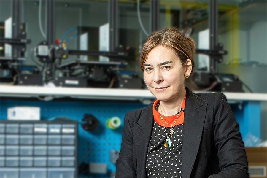 Dina Katabi, MIT EECS Thuan and Nicole Pham Professor and CSAIL principal investigator (Credit: MIT Spectrum, with blur edits via MIT CSAIL).