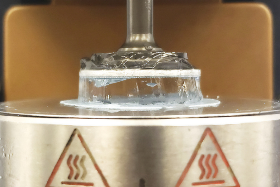 Using a rheometer, MIT researchers tested the residual memory of soft materials such as hair gel, pictured here (Credit: Courtesy of the researchers).