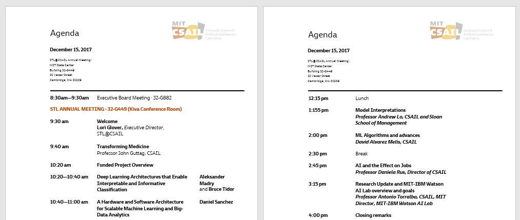 CSAIL Agenda