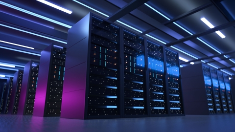 Many computer servers in a large data center