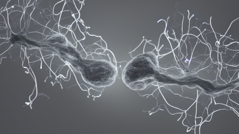 Two neurons interact through synapses in the brain