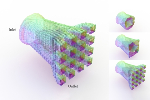 pipeline uses 3D blocks to produce fluidic diffuser