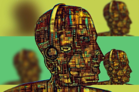 Artificial intelligence generates full image of face artwork