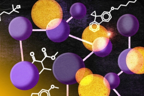 Researchers from MIT and the MIT-Watson AI Lab have developed a unified framework that uses machine learning to simultaneously predict molecular properties and generate new molecules using only a small amount of data for training (Image: Jose-Luis Olivares/MIT).