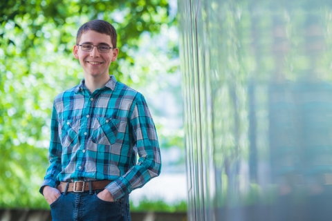 A second-year doctoral student in electrical engineering and computer science and affiliate of the Computer Science and Artificial Intelligence Laboratory (CSAIL), Sussman channels the energy he feels at MIT into his graduate research, which focuses on building better computer networks (Photo: Gretchen Ertl).