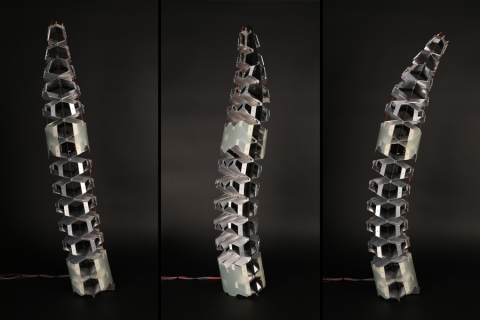 MIT researchers used kirigami, the art of Japanese paper cutting and folding, to develop ultrastrong, lightweight materials that have tunable mechanical properties, like stiffness and flexibility. These materials could be used in airplanes, automobiles, or spacecraft (Credit: The researchers).