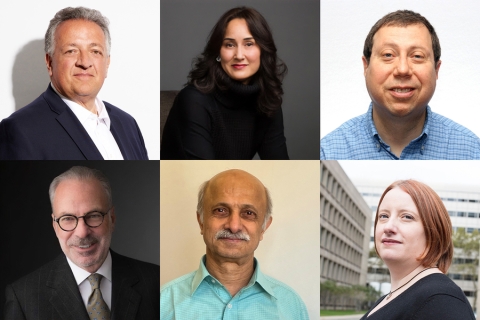 Among the 2024 AAAS Fellows are six current faculty, research staff, and MIT Corporation members. Top row (l-r): Noubar Afeyan, Cynthia Breazeal, and Alan Edelman; bottom row (l-r) Robert Millard, Jagadeesh Moodera, and Noelle Selin (Credits: Courtesy of the fellows).