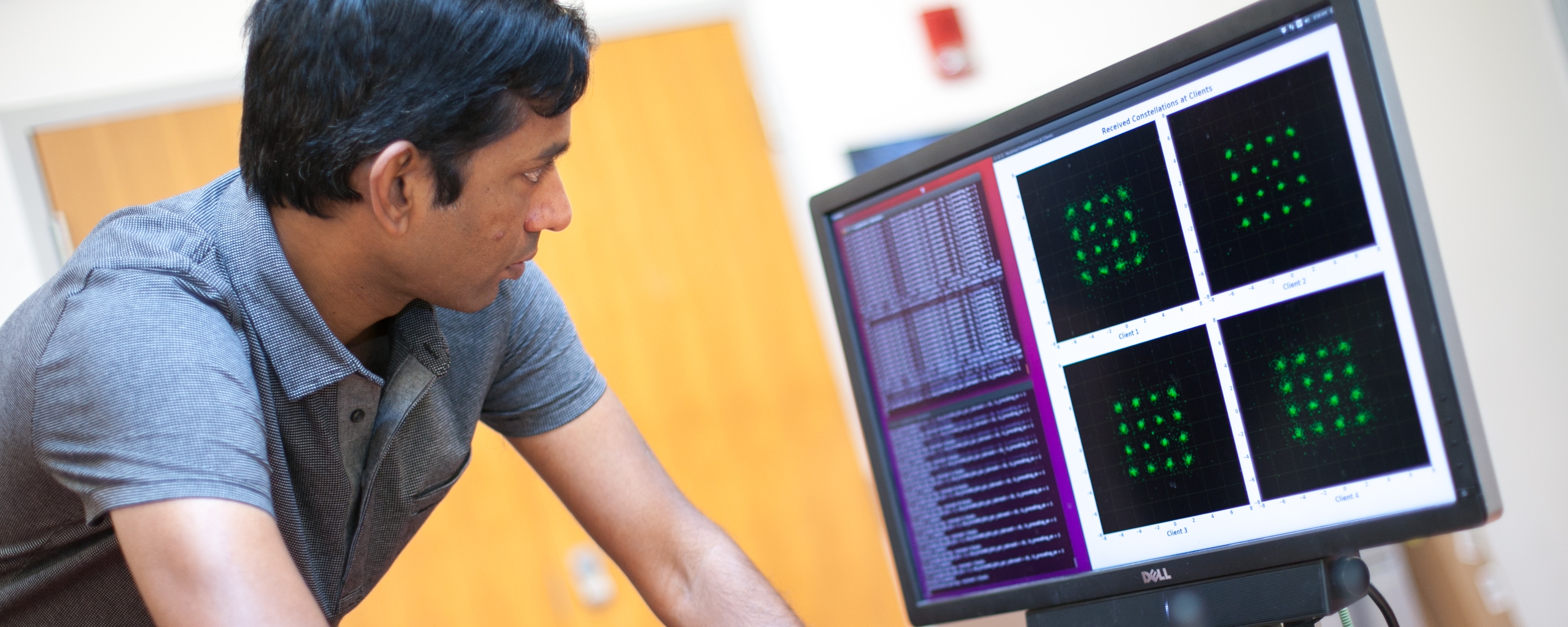 Student looking at computer monitor