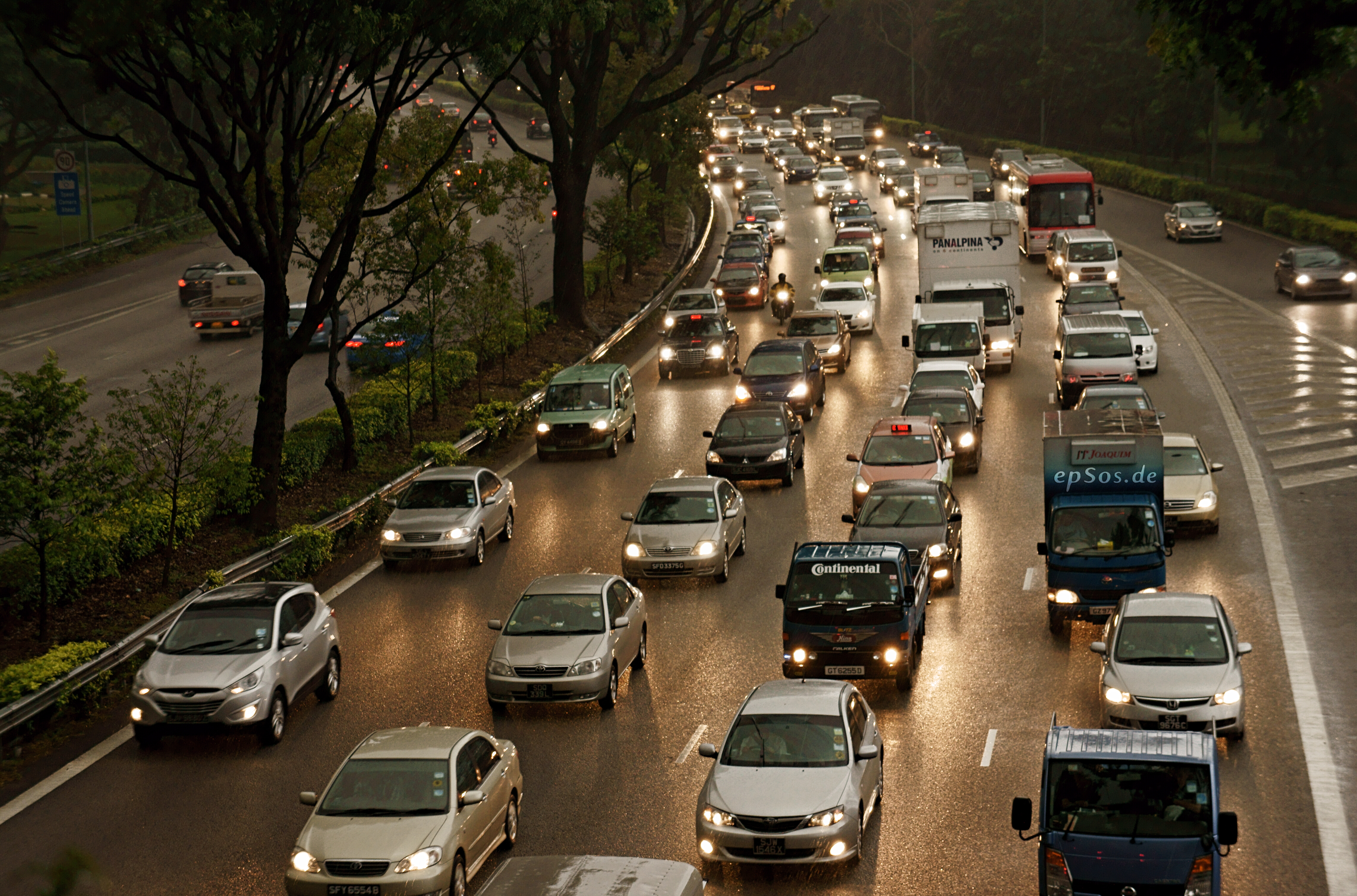 Cars in traffic